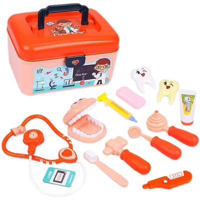 Wbesty Doctor Kit for Kids 13PC Toddler Doctor Playset, Toy Medical Kit for Kids Doctor Play Set Dentist Toy Box (Orange)