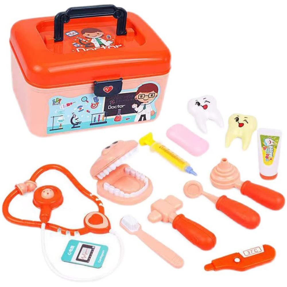 Wbesty Doctor Kit for Kids 13PC Toddler Doctor Playset, Toy Medical Kit for Kids Doctor Play Set Dentist Toy Box (Orange)