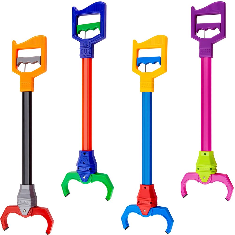 Lewtemi 4 Pcs Interactive Grabber Claw Robot Arm Pack Reacher Pickup Tool and Hand Eye Coordination Play, 18 Inch (Multicolor)