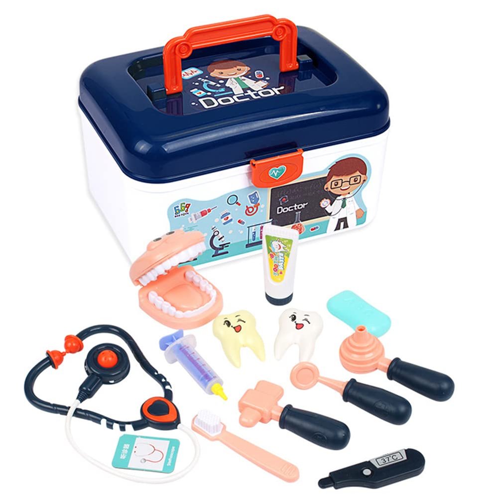 Wbesty Doctor Kit for Kids 13PC Toddler Doctor Playset, Toy Medical Kit for Kids Doctor Play Set Dentist Toy Box (Blue)