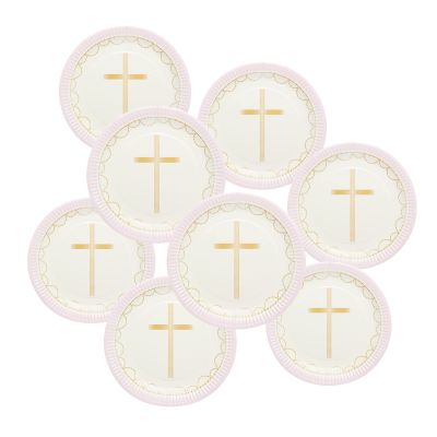 Amscan 9915965-66 Pink Botanical Celebration Plates