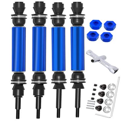 Drive Shaft CVD Upgrades Part for 1/10 Slash 4x4 VXL Platinum Ultimate,Rustler VXL 4X4,Stampede VXL 4X4,Hoss VXL,ARRCat 4pcs Front & Rear RC Hop-Ups Parts with Wrench,Navy Blue(More Power)