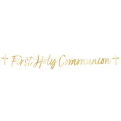 Amscan 9915635 Botanical Celebration Communion Banner, Decorations, Gold