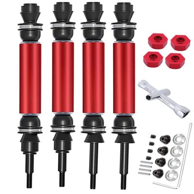 Drive Shaft CVD Upgrades Part for 1/10 Slash 4x4 VXL Platinum Ultimate,Rustler VXL 4X4,Stampede VXL 4X4,Hoss VXL,ARRCat 4pcs Front & Rear RC Hop-Ups Parts with Wrench,Red(More Power)
