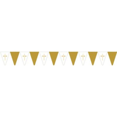 Amscan 9915640 Botanical Celebration Plastic Bunting, Decorations, Gold