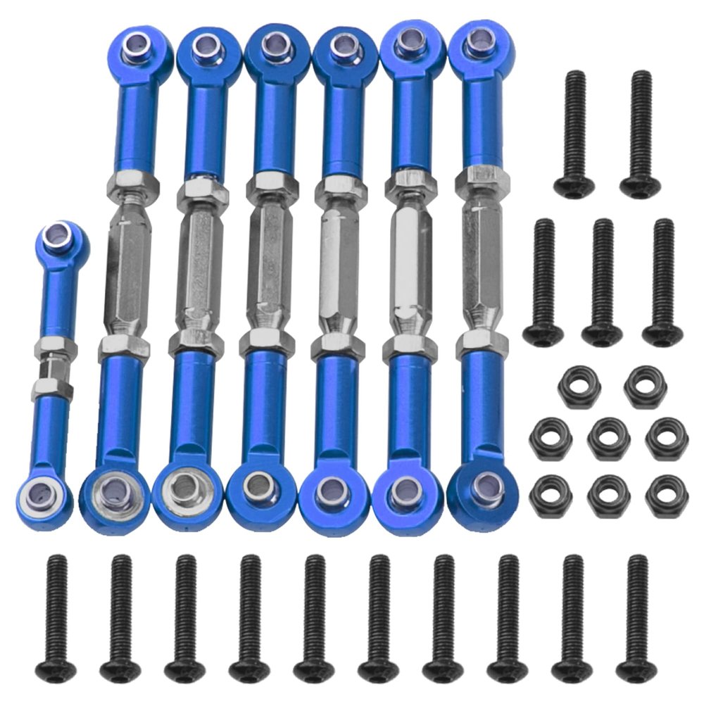 7PCS ShareGoo Adjustable Turnbuckles Camber Links Steering Linkage Rod Ends Sets Compatible with Traxxas Slash 4X4 / 2WD 1/10 RC Car Upgrade Parts (Blue)