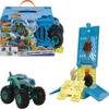Hot Wheels Toy Monster Trucks 1:24 Scale Mega-Wrex in a Crash Cage, Oversized Storage Case Transforms into Stunting Area with 4 Crushable Accessories view 1