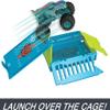 Hot Wheels Toy Monster Trucks 1:24 Scale Mega-Wrex in a Crash Cage, Oversized Storage Case Transforms into Stunting Area with 4 Crushable Accessories view 4