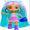 Barbie Extra Mini Minis Doll with Blue Hair, Sporty Outfit, Roller Skates & Accessories & Stand, 3.25-inch view 1