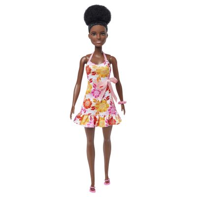 Barbie Loves the Ocean Doll with Natural Black Hair Wearing Pineapple Dress & Accessories, Fashion Doll & Clothes Made from Recycled Plastics