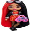 Barbie Extra Minis Doll & Accessories with Red & Black Hair Wearing Flame-Print Dress & Moto Jacket, 5.5-inch view 1