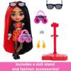 Barbie Extra Minis Doll & Accessories with Red & Black Hair Wearing Flame-Print Dress & Moto Jacket, 5.5-inch view 3