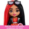 Barbie Extra Minis Doll & Accessories with Red & Black Hair Wearing Flame-Print Dress & Moto Jacket, 5.5-inch view 4