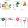 25 PCS Tropical Luau Cupcake Toppers with Happy Birthday Flamingo Cake Topper Palm Tree Flamingo Pineapple Aloha Cupcake Picks Decorations for Hawaiian Luau Theme Birthday Party Supplies view 2