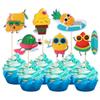 36 PCS Tropical Beach Luau Cupcake Toppers Fruit Watermelon Pineapple Ice Cream Lemon Cupcake Picks for Summer Hawaiian Luau Tropical Aloha Beach Theme Birthday Party Cake Decorations Supplies view 1