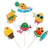 36 PCS Tropical Beach Luau Cupcake Toppers Fruit Watermelon Pineapple Ice Cream Lemon Cupcake Picks for Summer Hawaiian Luau Tropical Aloha Beach Theme Birthday Party Cake Decorations Supplies view 3