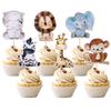 36 PCS Jungle Animals Cupcake Toppers Lion Monkey Zebra Hippo Giraffe Elephant Forest Theme Cupcake Picks for Safari Animals Theme Baby Shower Kids Birthday Party Cake Decorations Supplies view 1