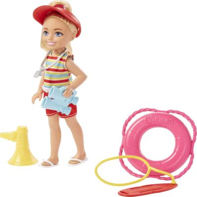 Barbie Playset, Chelsea Can Be Blonde Lifeguard Small Doll Set with Outfit & 6 Career Accessories