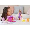 Barbie Pup Adoption Doll & Accessories Set with Color-Change, 2 Pets, Carrier & 10 Accessories, Brunette in Purple Dress view 2