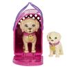 Barbie Pup Adoption Doll & Accessories Set with Color-Change, 2 Pets, Carrier & 10 Accessories, Brunette in Purple Dress view 3