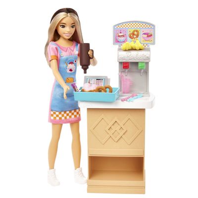 Barbie First Jobs Skipper Set with Doll Model, Snack Bar with Counter, Ice Cream Cup with Colour Change and 8 Accessories, Children's Toy, Ages 3 and Above, HKD79