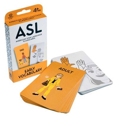 ASL Flash Cards - American Sign Language Flashcards for Beginners, Kids, Babies, Toddlers - Learn How to Sign - Early Learning Study Materials - Classroom and Homeschool Supplies (Early Vocabulary)