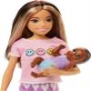 Barbie Dolls and Accessories, Skipper Doll (Two-Tone Hair) with Baby Figure and 5 Accessories, Babysitters Inc. Playset, Multicolor, HJY32 view 3