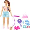 Barbie Doll, Kids Toys, Brunette Doll with Pet Puppy, Barbie Sets, Workout Theme with Accessories, Self-Care Series, Roller Skates and Tennis view 2