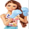Barbie Doll, Kids Toys, Brunette Doll with Pet Puppy, Barbie Sets, Workout Theme with Accessories, Self-Care Series, Roller Skates and Tennis view 3