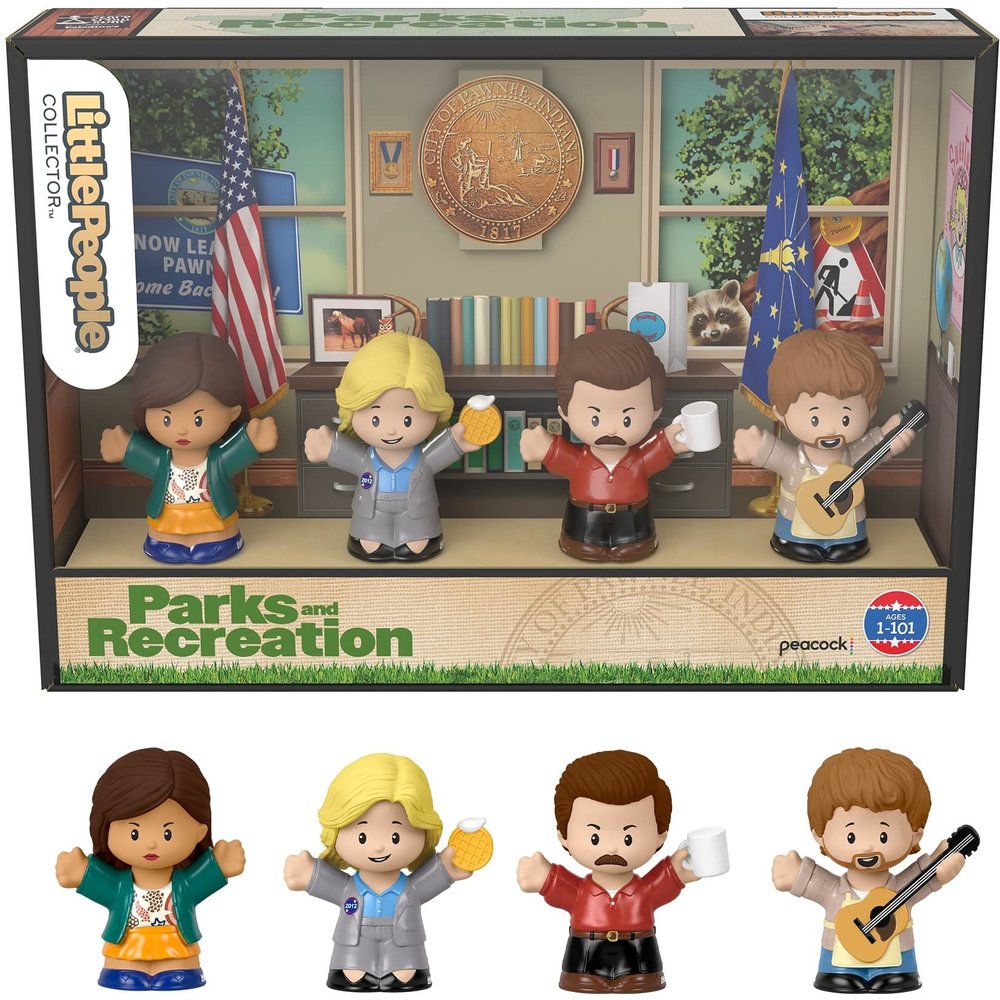 Little People Collector Parks and Recreation TV Show Special Edition Set for Adults & Fans, 4 Figures in a Display Package