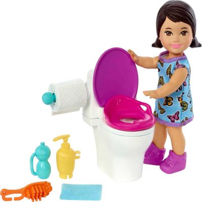 Barbie Skipper Babysitters, Inc. Playset with Brunette Doll in Butterfly Dress, Potty & Bathroom-Themed Accessories