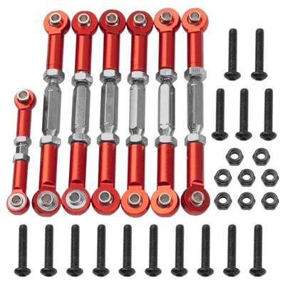 7PCS ShareGoo Adjustable Turnbuckles Camber Links Steering Linkage Rod Ends Sets Compatible with Traxxas Slash 4X4 / 2WD 1/10 RC Car Upgrade Parts (Red)