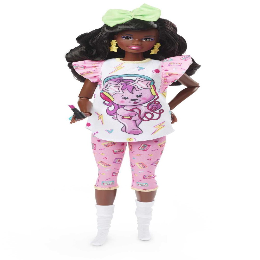 Barbie Rewind Doll & Accessories with Curly Black Hair & 1980s-inspired Slumber Party Outfit, Collectible & Displayable