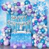116Pcs Froozen Balloon Garland Arch Kit, Snowflake Blue Purple Confetti Balloons Fringe Curtain for Winter Wonderland Baby Shower Snow Princess Froozen Birthday Party Supplies Decorations view 1