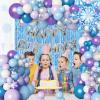 116Pcs Froozen Balloon Garland Arch Kit, Snowflake Blue Purple Confetti Balloons Fringe Curtain for Winter Wonderland Baby Shower Snow Princess Froozen Birthday Party Supplies Decorations view 3