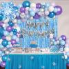 116Pcs Froozen Balloon Garland Arch Kit, Snowflake Blue Purple Confetti Balloons Fringe Curtain for Winter Wonderland Baby Shower Snow Princess Froozen Birthday Party Supplies Decorations view 4