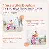 KRIDDO 2 in 1 Kids Tricycles Age 18 Month to 3 Years, EVA Wheels Upgraded, Gift, Trikes for Toddlers 2 to 3 Year Old with Push Handle and Duck Bell, Pink view 3