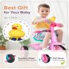 KRIDDO 2 in 1 Kids Tricycles Age 18 Month to 3 Years, EVA Wheels Upgraded, Gift, Trikes for Toddlers 2 to 3 Year Old with Push Handle and Duck Bell, Pink view 4
