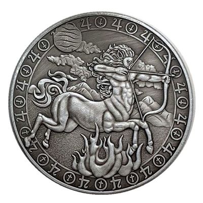 Aomcisi Creative Twelve Constellations Zodiac Coin Challenge Ancient Silver Commemorative Coins Home Decor Crafts Art Collection Gift (Sagittarius)