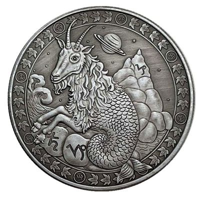 Aomcisi Creative Twelve Constellations Zodiac Coin Challenge Ancient Silver Commemorative Coins Home Decor Crafts Art Collection Gift (Capricorn)