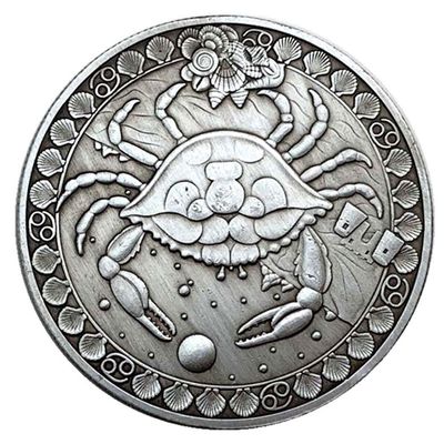 Aomcisi Creative Twelve Constellations Zodiac Coin Challenge Ancient Silver Commemorative Coins Home Decor Crafts Art Collection Gift (Cancer)