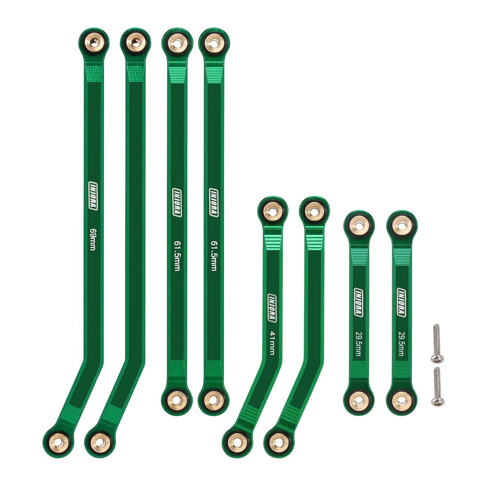 INJORA High Clearance 4 Links Set CNC Aluminum Links Set for 1/24 RC Crawler Car LWB 133.5mm Axial SCX24 AXI90081 Deadbolt AXI00004 B17,8PCS (Green)