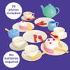 Casdon 36-Piece Tea Set - Colorful Toy Playset with Teapot, Milk Jug, Cups & Saucers, Cake, & More - Suitable for Preschool Toys - Playset for Children Aged 3+ view 2