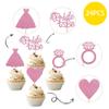 24 PCS Bride to Be Cupcake Toppers with Heart Ring Dress Bridal Shower Cupcake Picks for Wedding Engagement Bachelorette Party Cake Decorations Supplies Pink view 3