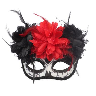 GREUS Sugar Skull Mask Women Mexican Day of the Dead Mask Flower Masquerade Masks for Halloween Costume Cosplay Party