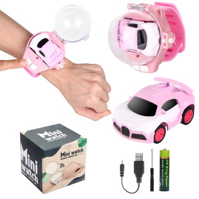2023 Remote Control Car Watch Toys with LED Light,2.4 GHz Mini Racing Cars Wrist Toy for Kids,RC Small Car Interactive Outdoor Game Easter Halloween Birthday Gifts,Pink