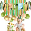 Birthday Decorations Set for Baby 1st Birthday High Chair Banner Dinosaur Theme Party Supplies ONE Birthday Banner Photo Props view 2