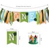 Birthday Decorations Set for Baby 1st Birthday High Chair Banner Dinosaur Theme Party Supplies ONE Birthday Banner Photo Props view 3