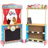 CHIUHEI Deluxe Wooden Puppet Theater with Curtains, Blackboard and Clock, Double-Sided Play Store 3-8Y & Kid Puppet Show Theater with 2 Hand Puppets and 4 Finger Puppets for Toddlers 3+ view 1