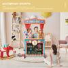 CHIUHEI Deluxe Wooden Puppet Theater with Curtains, Blackboard and Clock, Double-Sided Play Store 3-8Y & Kid Puppet Show Theater with 2 Hand Puppets and 4 Finger Puppets for Toddlers 3+ view 2